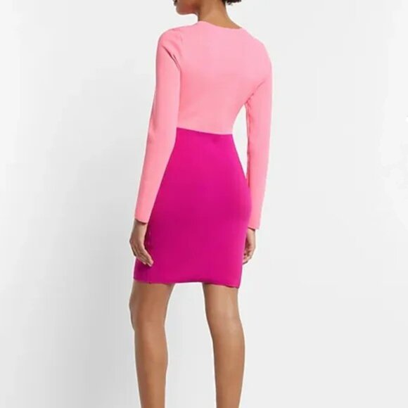 Express Body Contour Color Block Cutout Mini Dress M - Picture 3 of 5
